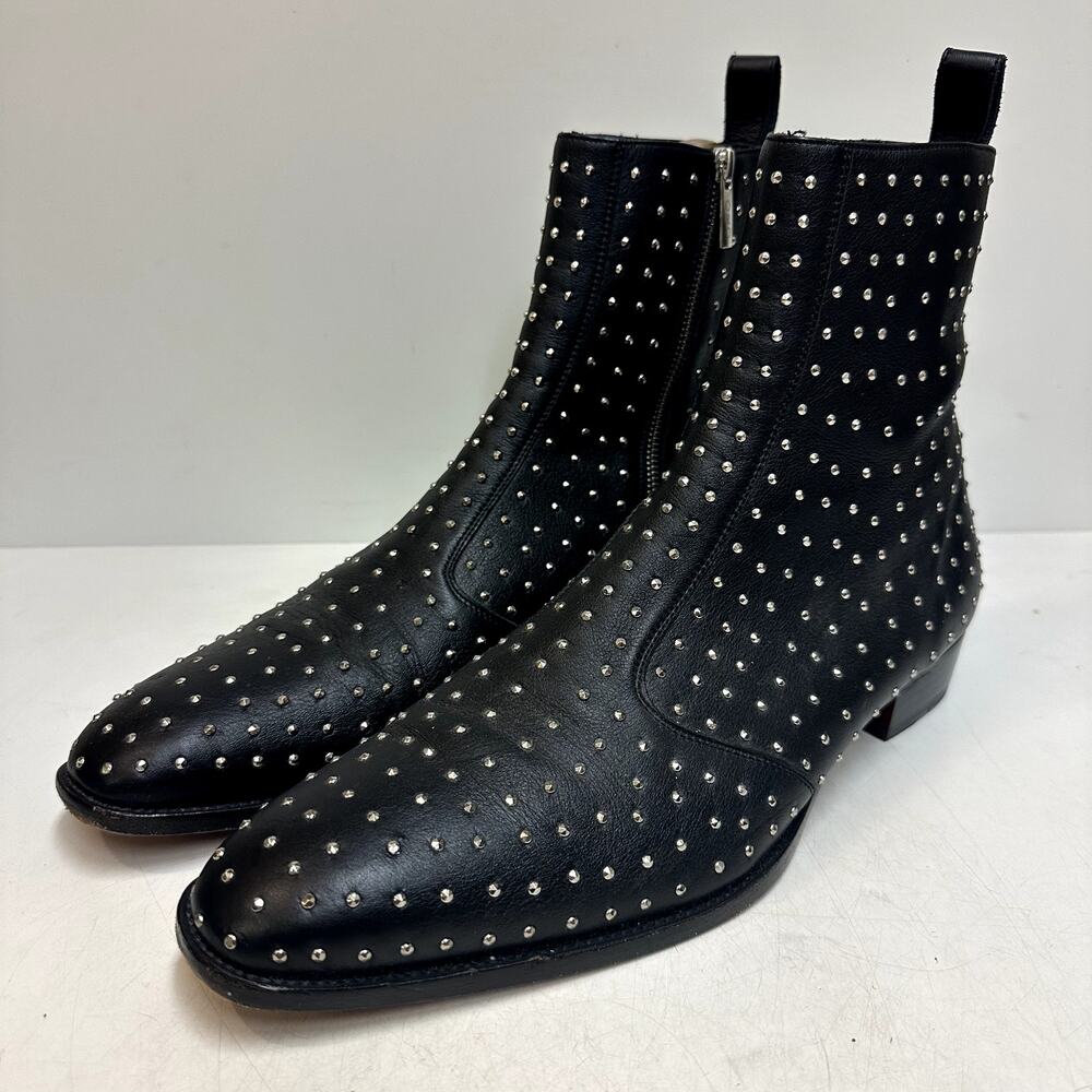 VERY GOOD ORO Los Angeles Milan Studded Zip-up Ankle Boots Black Men's 14 D